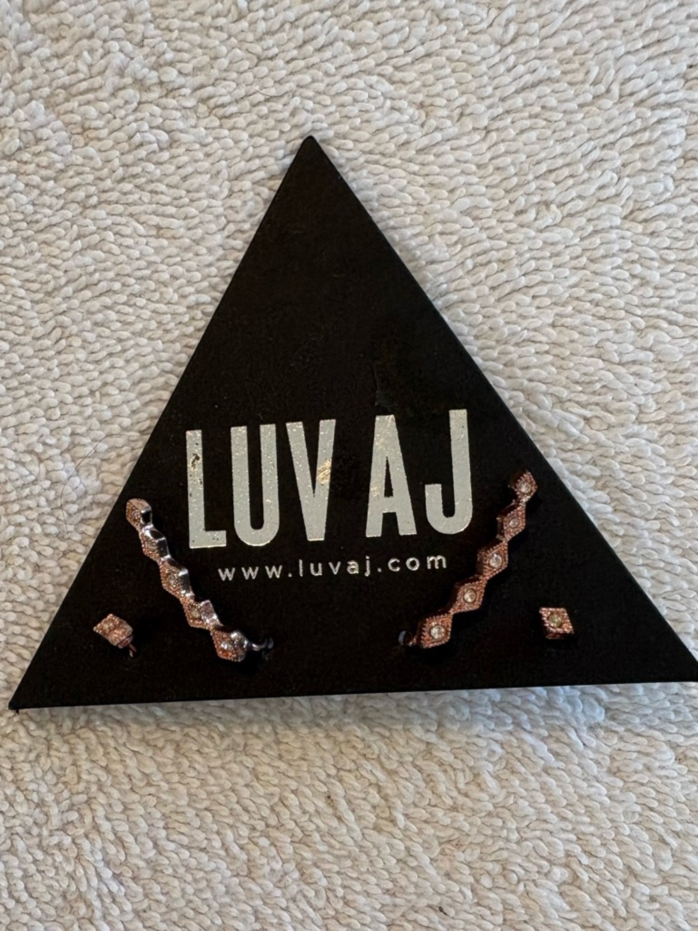 Luv AJ Rose Gold Crystal Kite Crawler & Stud Earring Set